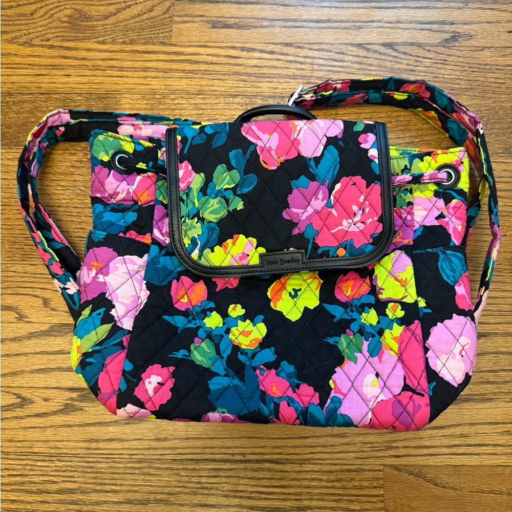 Vera Bradley Floral Backpack Vibrant Design Adjustable Straps